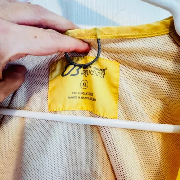 Eddie Bauer Yellow Sport Hooded Lightweight Zip Up Rain Jacket XL GorpCore - Picture 7 of 10